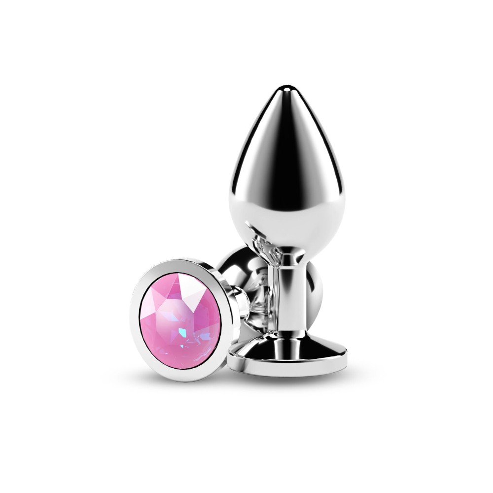 Анальна пробка NS Novelties Rear Assets - Silver - Medium - Pink Gem - зображення 1