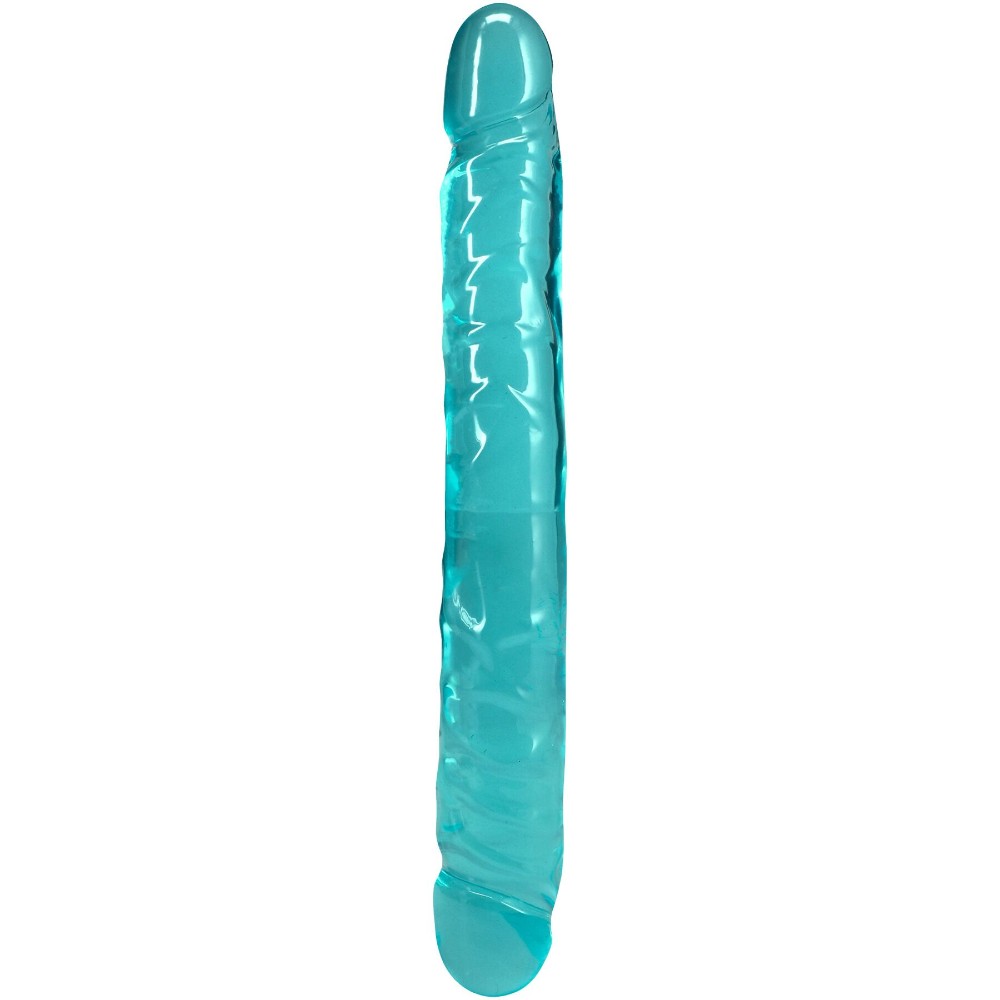 Фалоімітатор двосторонній Doc Johnson Crystal Jellies 12" Jr. Double Dong Teal - зображення 1