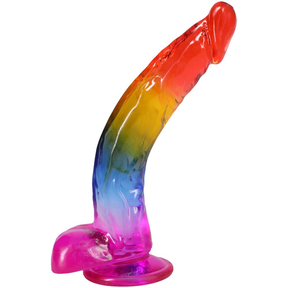 Фалоімітатор Doc Johnson Crystal Jellies - 9.5 Inch Dildo - Rainbow - зображення 1