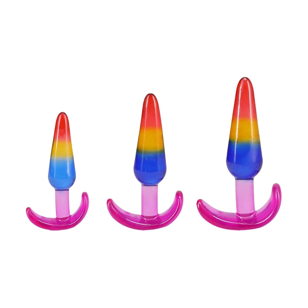 Набір анальних пробок Doc Johnson Crystal Jellies - Anal Trainer Set - Rainbow - зображення 1