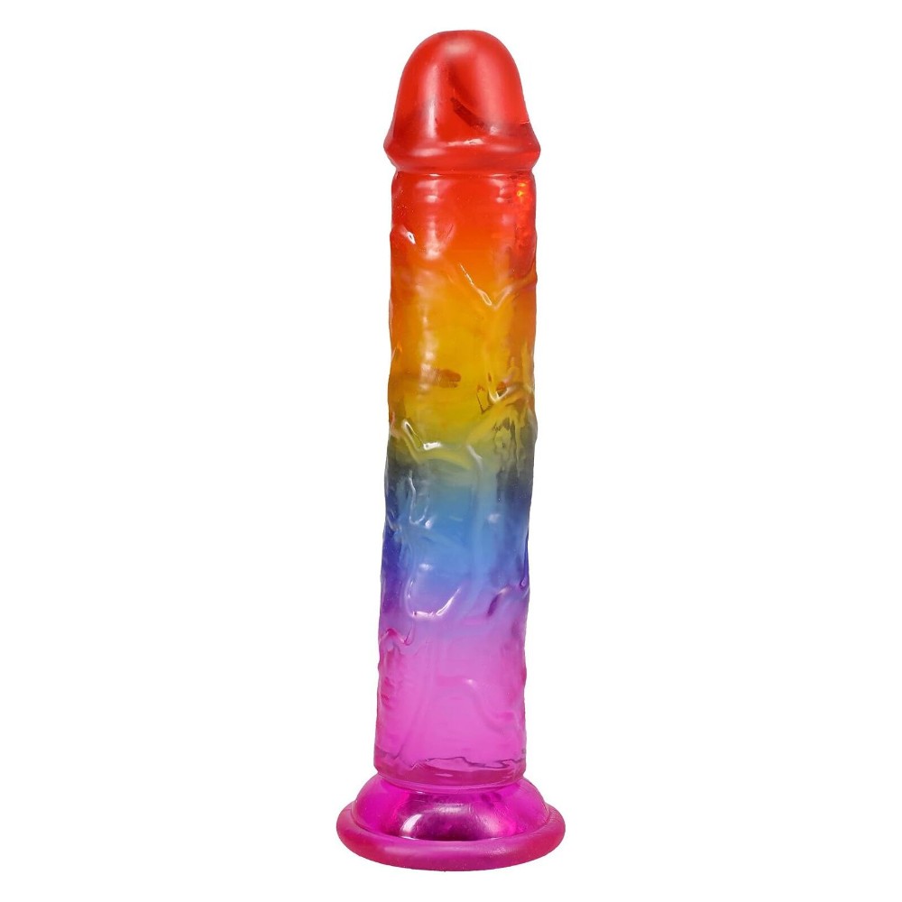 Фалоімітатор Doc Johnson Crystal Jellies - 7 Inch Сlassic Dong - Rainbow - зображення 1