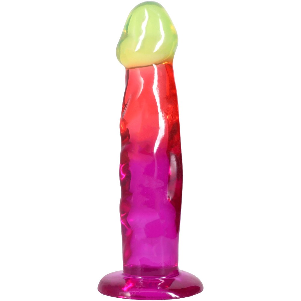 Фалоімітатор Doc Johnson Crystal Jellies - 7.5 Inch Classic Dong - Rainbow - зображення 1