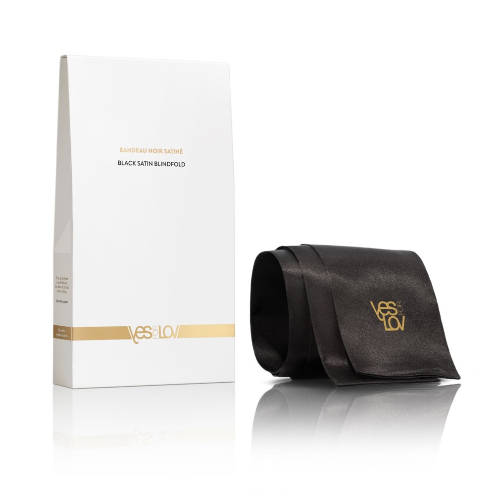 Сатинова пов’язка-стрічка на очі YESforLOV BLACK SATIN BLINDFOLD, підходить для зв’язування - зображення 1
