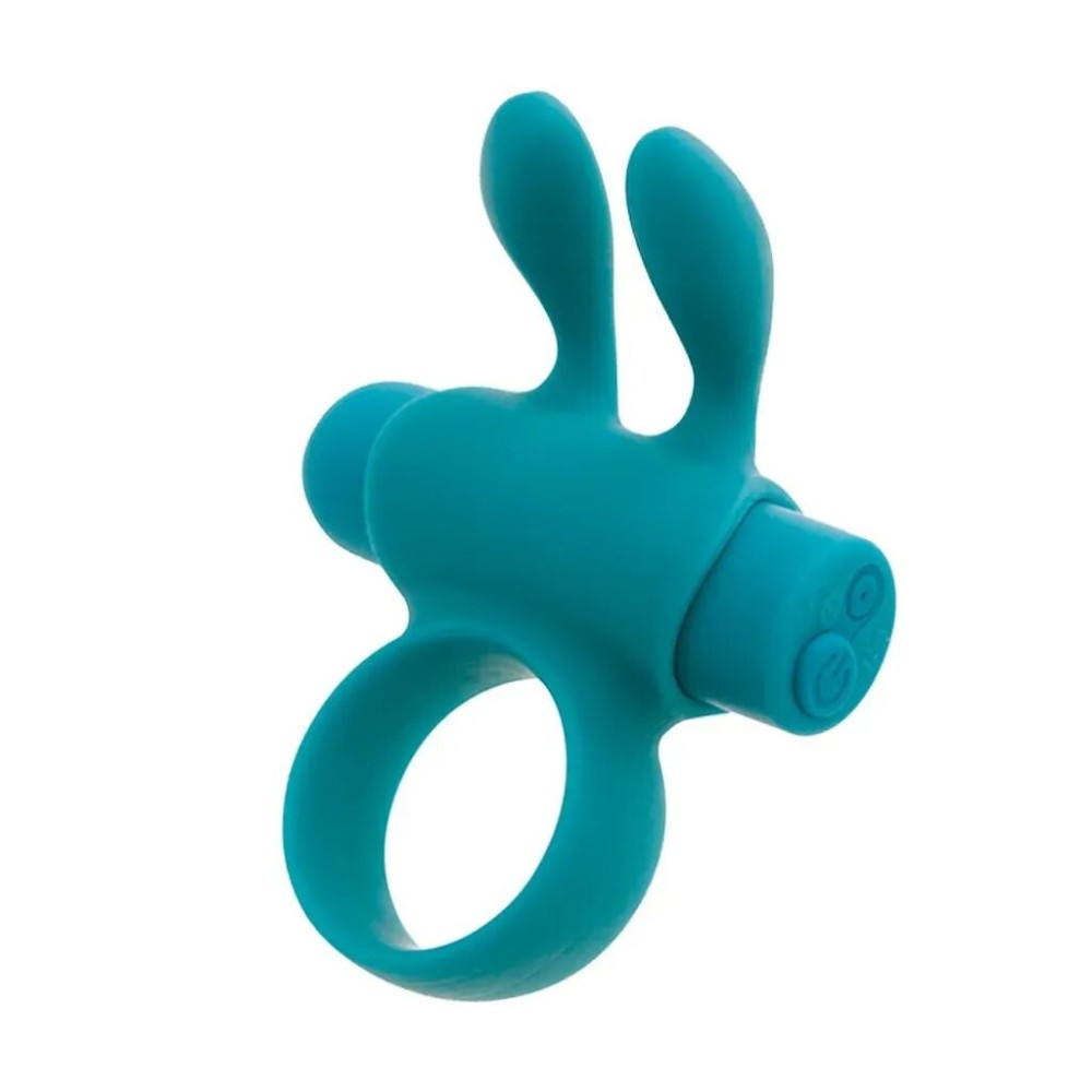 Ерекційне віброкільце S Pleasures Premium Rabbit Ring бірюзове, зі знімною віброкулею та вушками - зображення 1