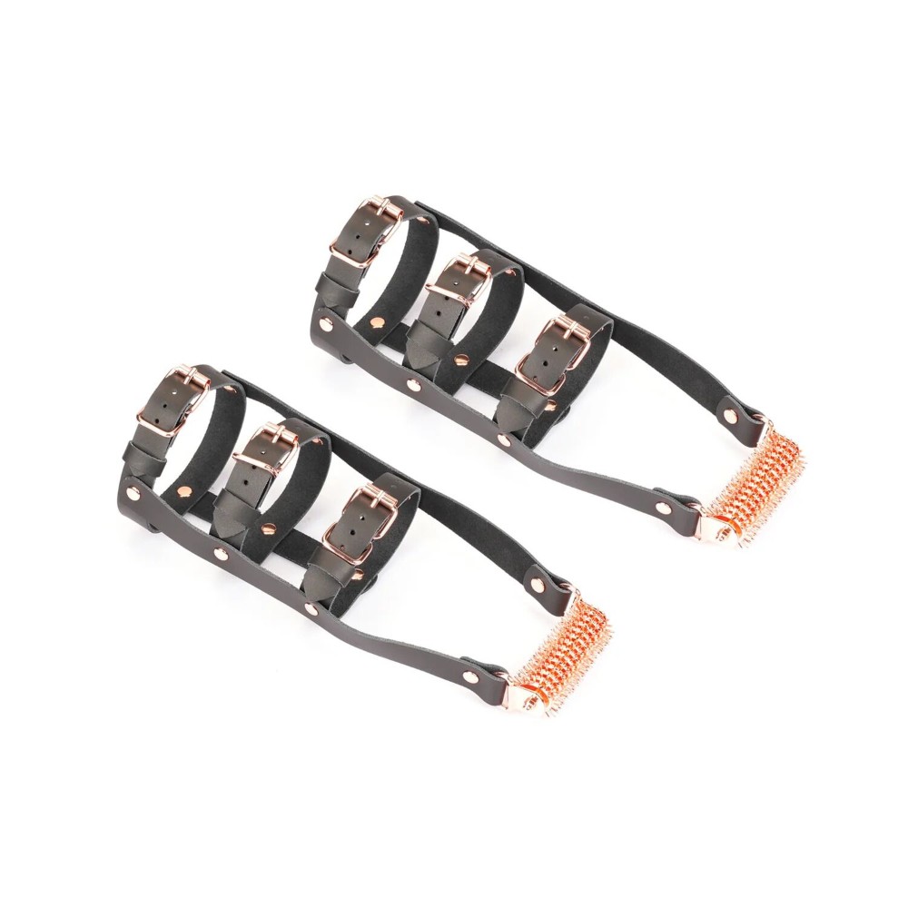 Шкіряна портупея для гомілкостопу зі шпорамиLiebe Seele Leather High Heel Ankle Harness Rose Gold - зображення 1