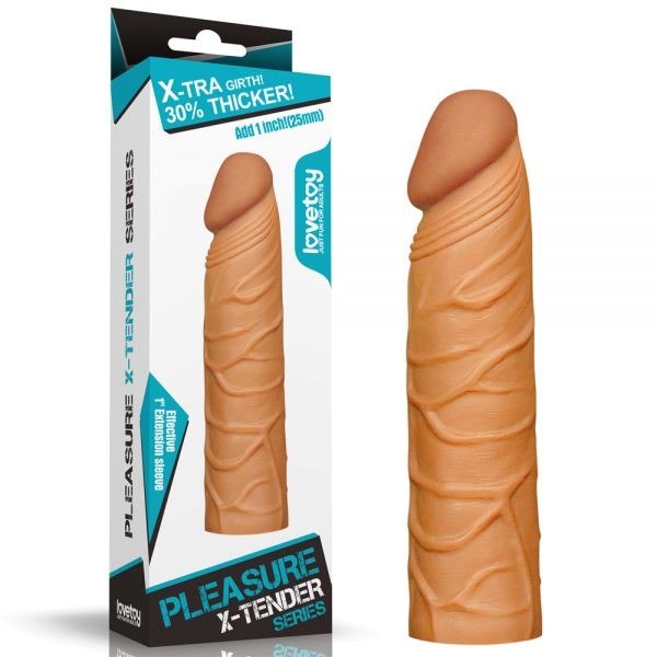 Реалистичная насадка Add 1" Pleasure X Tender, Brown - зображення 1