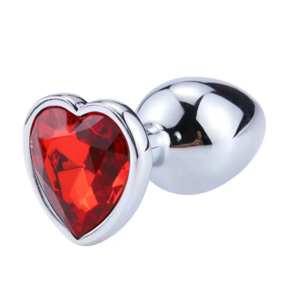 Металлическая анальная втулка “Heart” red, размер S - зображення 1