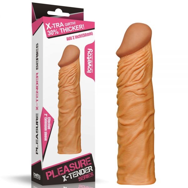 Реалистичная насадка для полового члена в телесном цвете Add 2" Pleasure X Tender - зображення 1