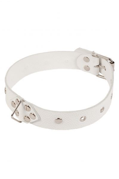 Ошейник Leather Restraints Collar, White - зображення 1
