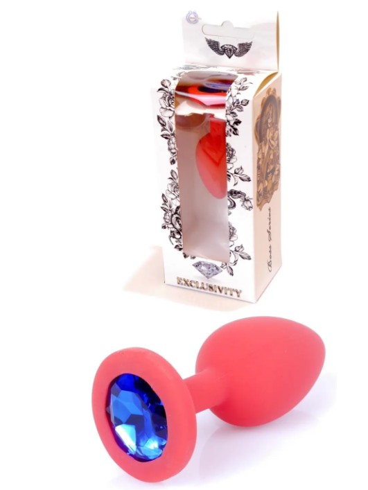 Силиконовая анальная пробка Boss Series - Jewellery Red Silicon PLUG Medium Blue M - зображення 1