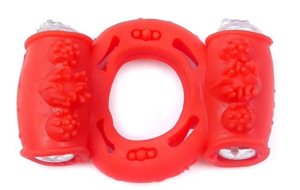 Эрекционное вибро кольцо BOSS Vibrating Cock Ring Double Red - зображення 1