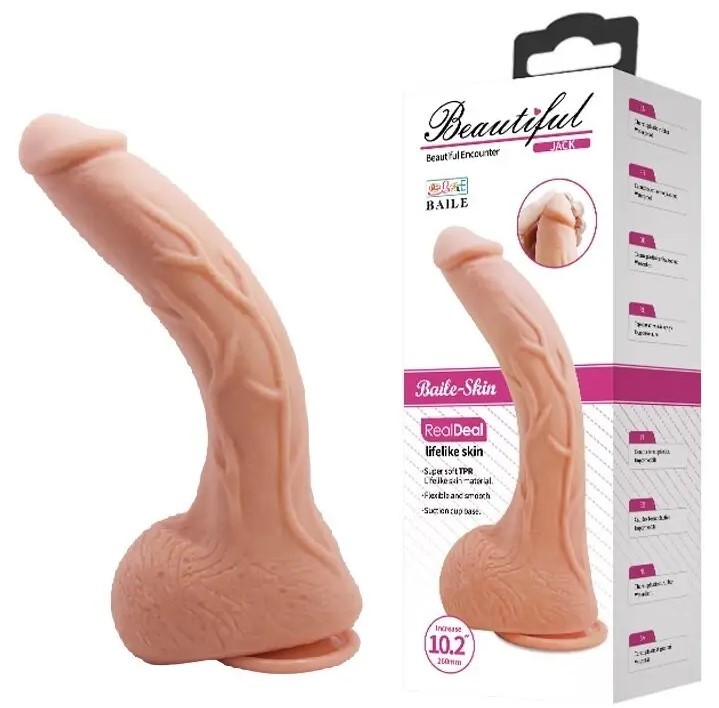Фаллоимитатор на присоске Baile Beautiful JACK 10,2'' Flesh - зображення 1