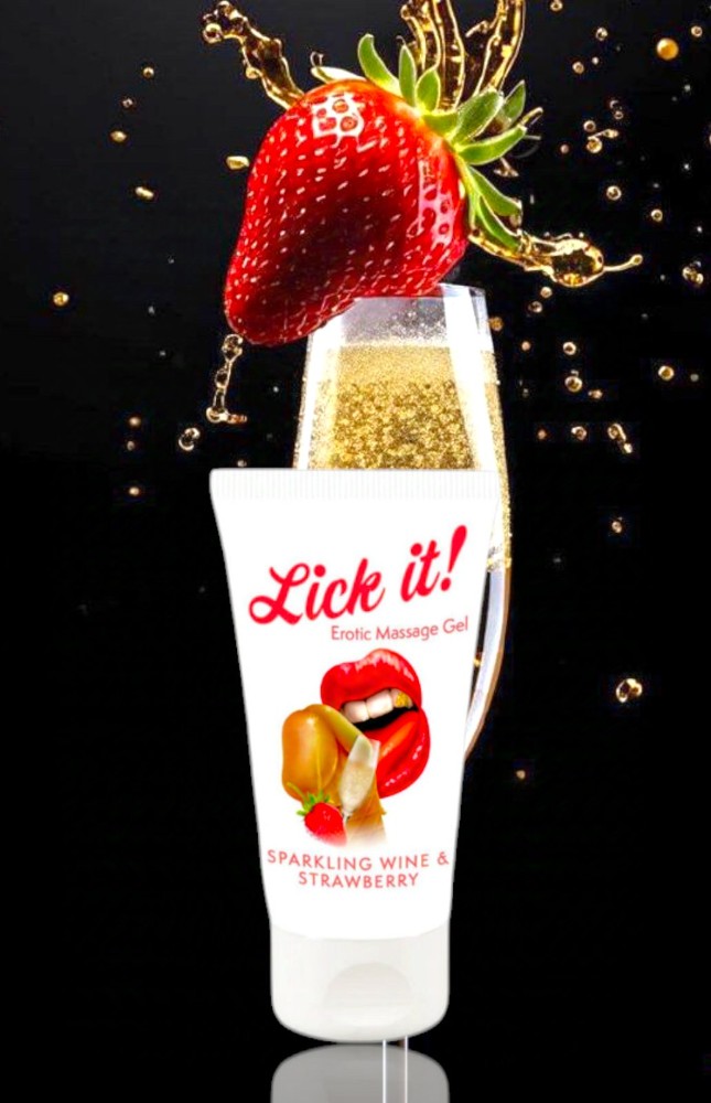 Оральная смазка Lick It! Sparkling Wine and Strawberry 50 мл (веганская) - зображення 1
