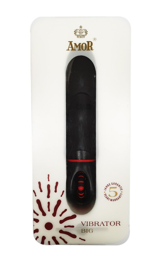 Вибратор с оригинальным дизайном и ребристой поверхностю AMOR BIG VIBRATOR  ANGELUS Black (Приложение НЕ Функционирует!) - зображення 1