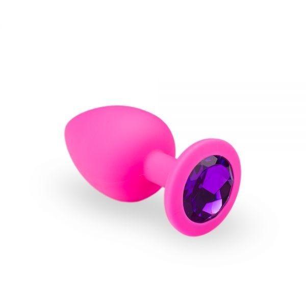Розовая анальная пробка, Pink Silicone Amethyst, L - зображення 1