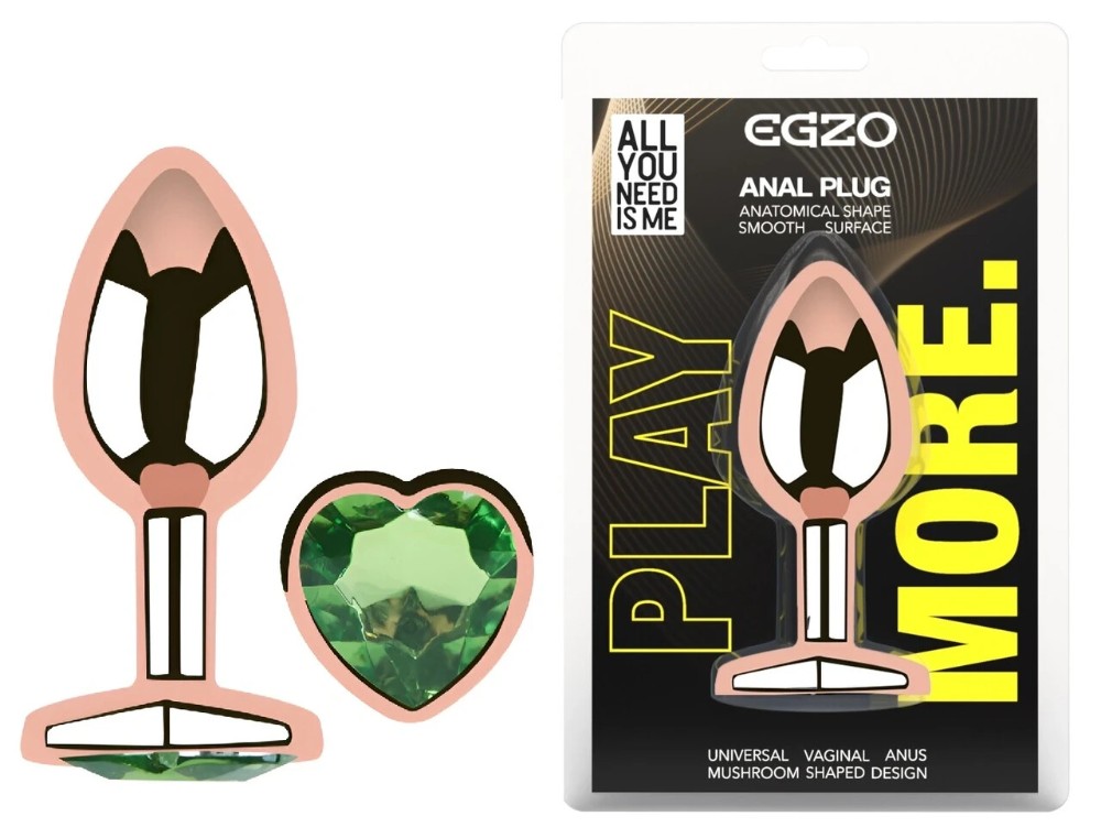 Анальная пробка EGZO Rose Gold Heart Plug M с кристаллом, нержавеющая сталь - зображення 1