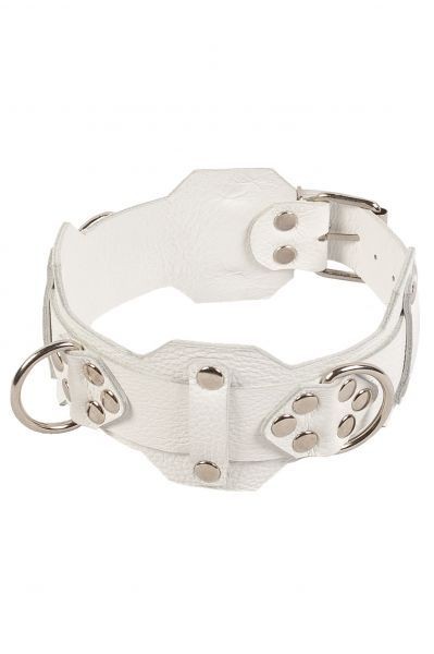 Ошейник VIP Leather Collar, White - зображення 1