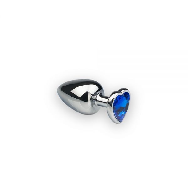 Анальная пробка Silver Heart Sapphire с кристаллом в виде сердечка S - зображення 1