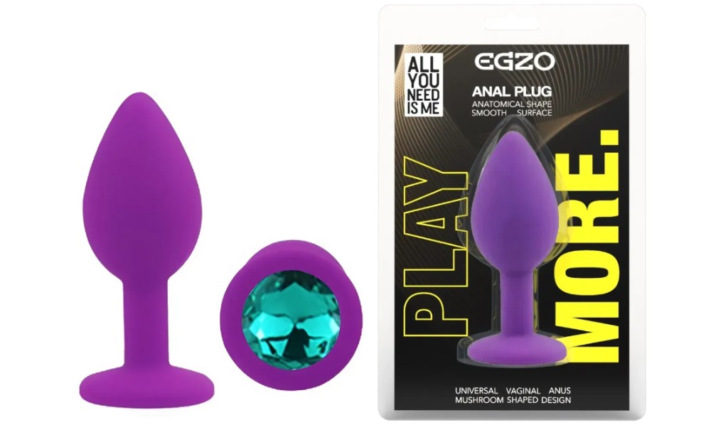 Силиконовая анальная пробка EGZO - Silicone Purple Round Plug Marine, size S - зображення 1