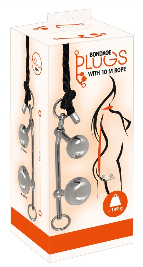 Комплект двойного проникновения Bondage Plugs with 10 m Rope - зображення 1