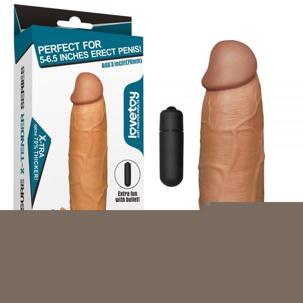Насадка с вибрацией увеличивающая Add 3" Vibrating Penis Sleeve, Brown - зображення 1