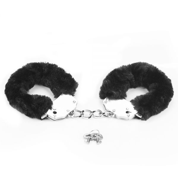 Наручники с мехом черные Fluffy Hand Cuffs, Black - зображення 1