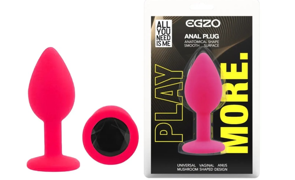 Силиконовая анальная пробка EGZO - Silicone Pink Round Plug Black, size S - зображення 1