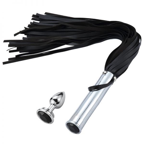 Флогер с анальной пробкой BDSM-NEW PU Leather Whip with Anal Plug - зображення 1