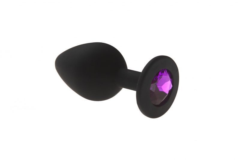 Анальная пробка с фиолетовым кристаллом, Black Silicone Amethyst, M - зображення 1