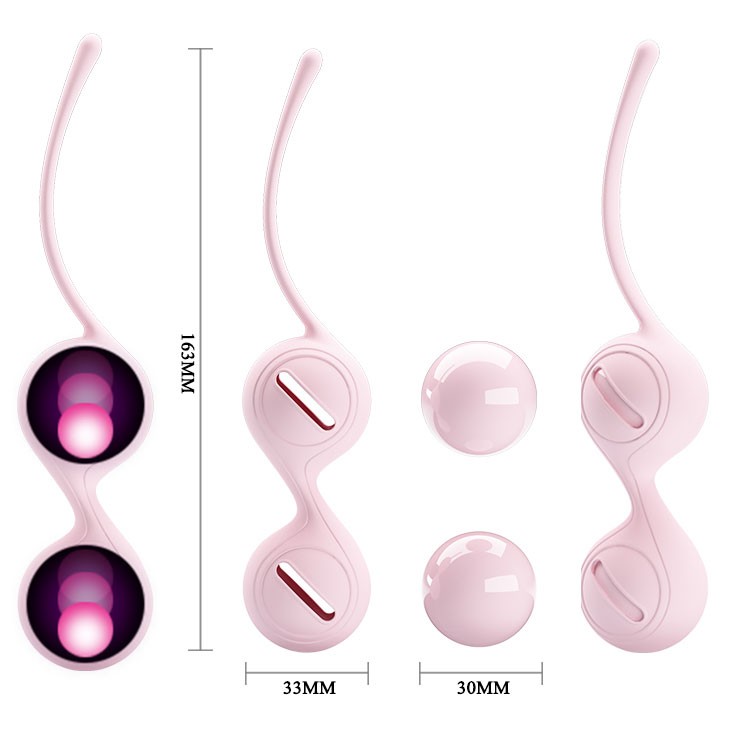 Вагинальные шарики Pretty Love Kegel BALL I, цвет бежевый - зображення 1