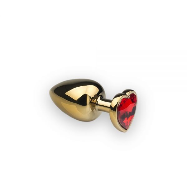 Красивая анальная пробка Gold Heart Ruby с кристаллом в виде сердца M - зображення 1