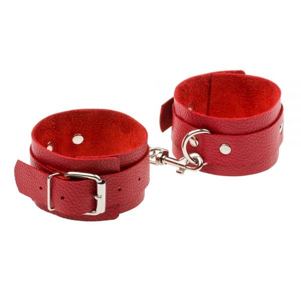 Оковы Leather Standart Leg Cuffs, Red - зображення 1