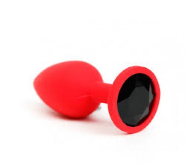 Анальная пробка, Red Silicone, Black Dimond M - зображення 1