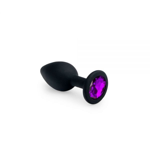 Анальная пробка с кристаллом, Black Silicone Amethyst, S - зображення 1