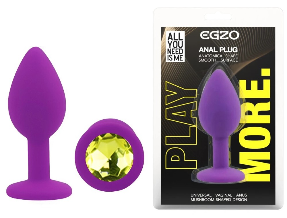 Анальная пробка EGZO Silicone Purple Round Plug, размер S, силиконовая, фиолетовая - зображення 1