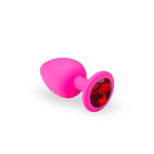 Силиконовая анальная пробка с красным кристаллом Pink Silicone Ruby, M - зображення 1