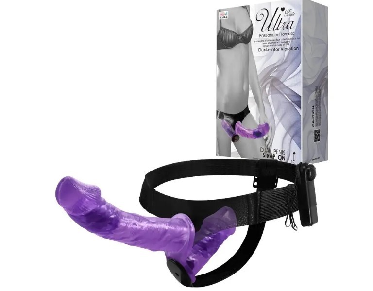 Страпон с вибрацией с 2-мя вибромоторами ULTRA PASSIONATE HARNESS STRAP-ON - зображення 1