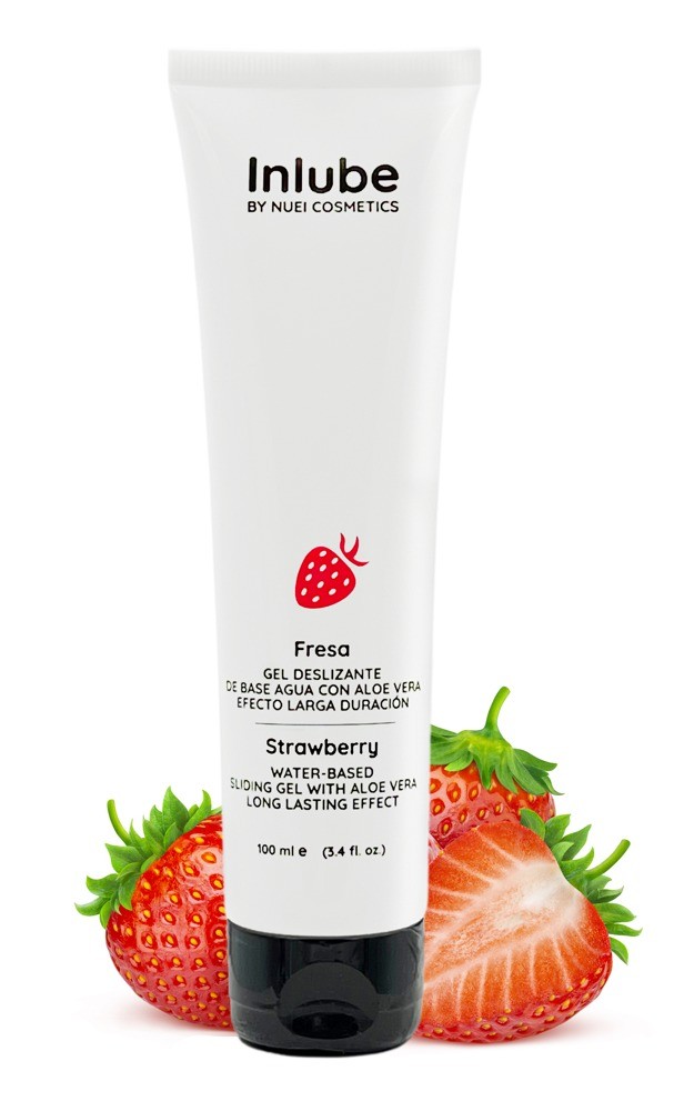 Лубрикант Inlube Water-Based Sliding-Gel Strawberry от NUEI с алоэ вера (веганская) 100 мл - зображення 1