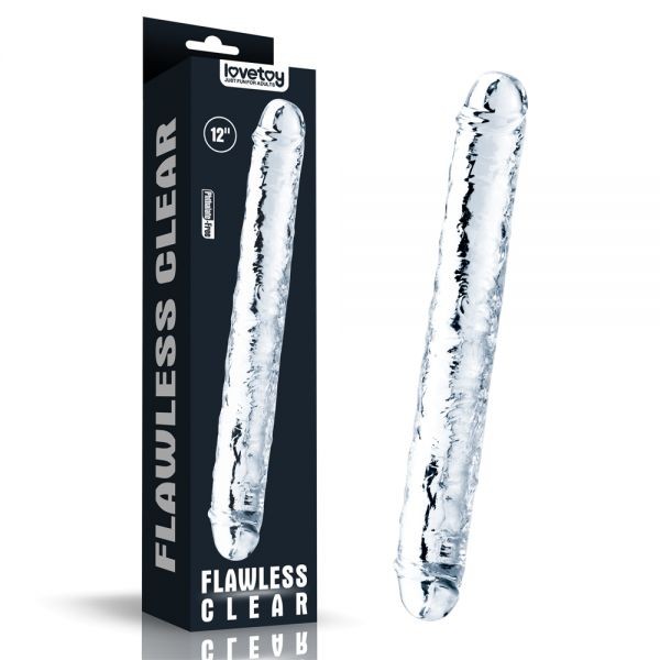 Двухконечный фаллоимитатор 12'' Flawless Clear Double Dildo, Clear - зображення 1