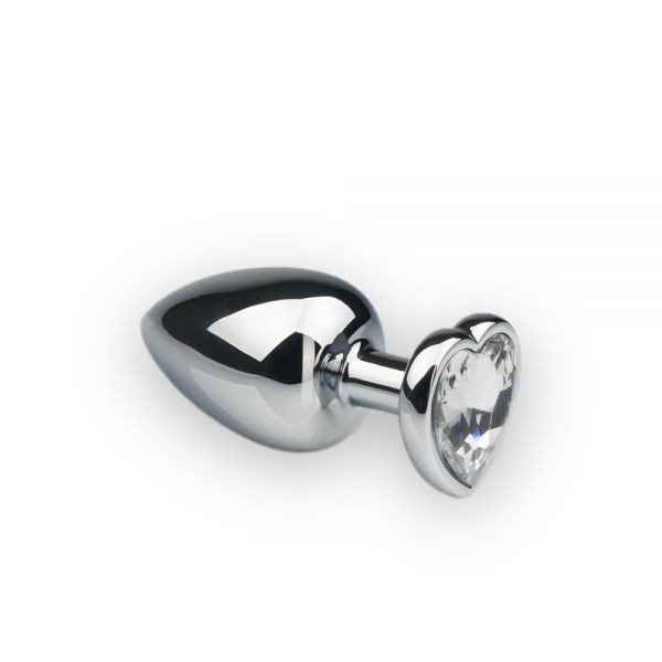 Анальная пробка Silver Heart Diamond, L  с кристаллом в виде сердечка - зображення 1