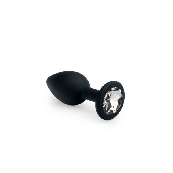 Анальная пробка c кристаллом, Black Silicone Diamond, S - зображення 1