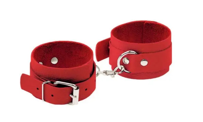 Наручники Leather Standart Hand Cuffs, Red - зображення 1