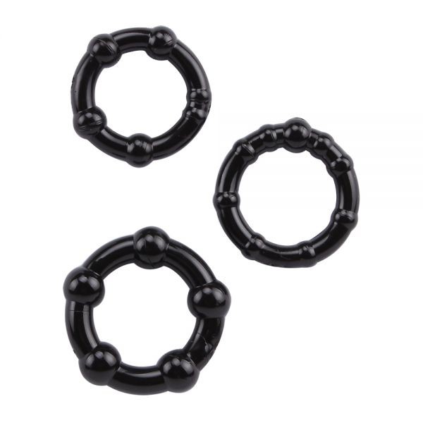 Набор эрекционных колец Beaded Cock Rings, Black - зображення 1