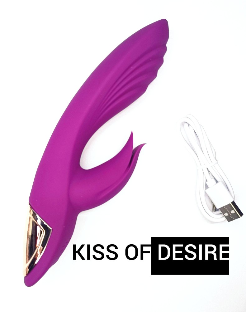 Стимулятор клитора и точки G "Kiss of desire", цвет фиолетовый, 10 режимов вибрации, 3 режима скорости - зображення 1