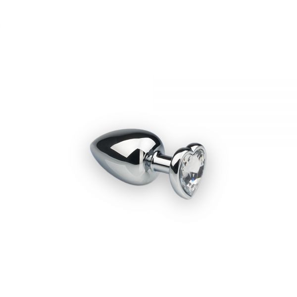 Анальная пробка Silver Heart Diamond, S с кристаллом в виде сердечка - зображення 1