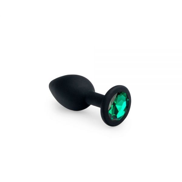Анальная пробка чёрного цвета с кристаллом Black Silicone Emerald, M - зображення 1