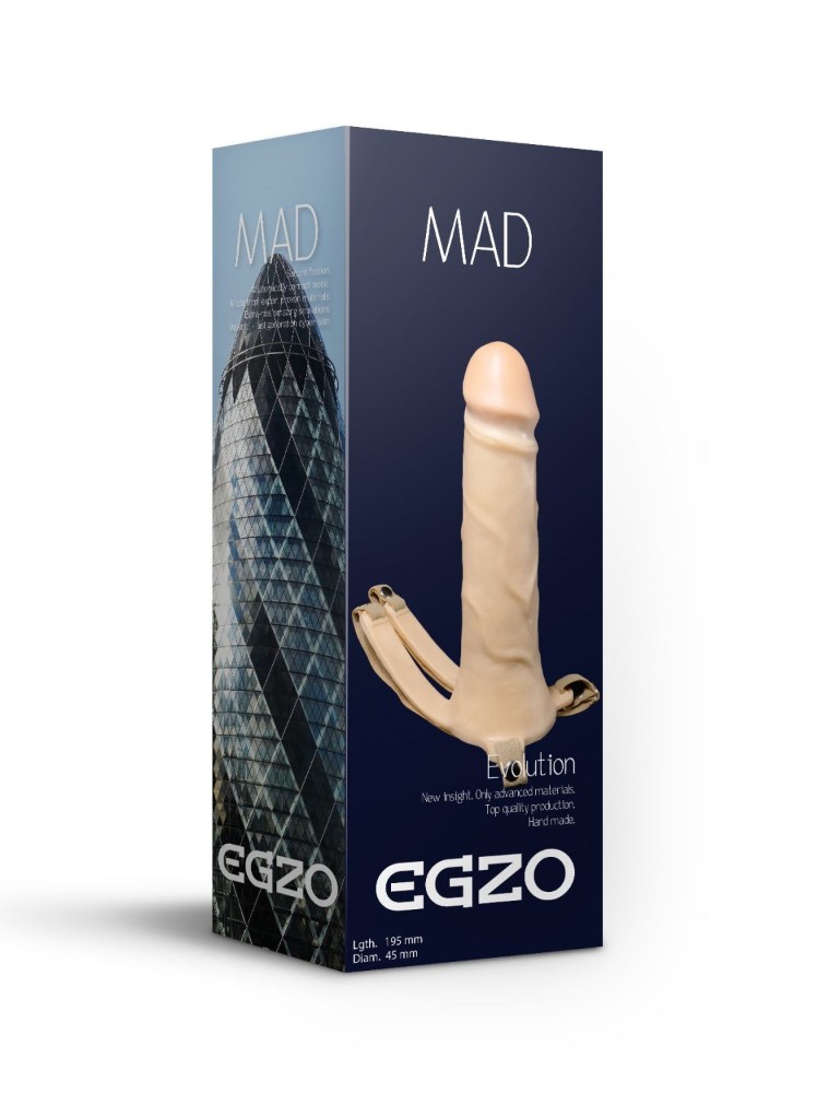 Фаллопротез поясной EGZO (пустотелый страпон) (19,5 см х 4,5 см) - зображення 1
