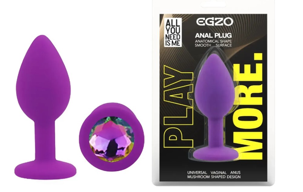 Силиконовая анальная пробка EGZO - Silicone Purple Round Plug Rainbow, size S - зображення 1