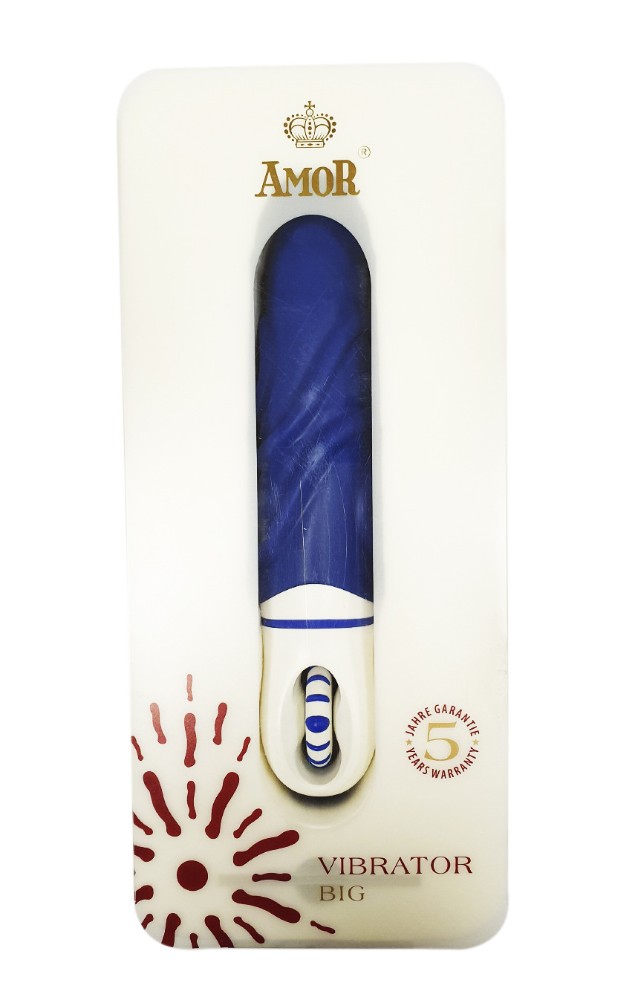 Роскошный вибратор с выпуклыми ребрышками для стимуляции AMOR BIG VIBRATOR BRUCE Blue (Приложение НЕ Функционирует!) - зображення 1