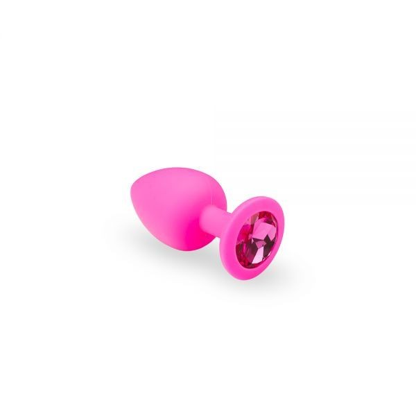 Анальная пробка с розовым кристаллом Soft Silicone Pink Silicone Pink-Rhodolite, S - зображення 1